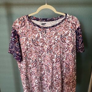 Lands' End Pink Paisley Crew Neck Tee